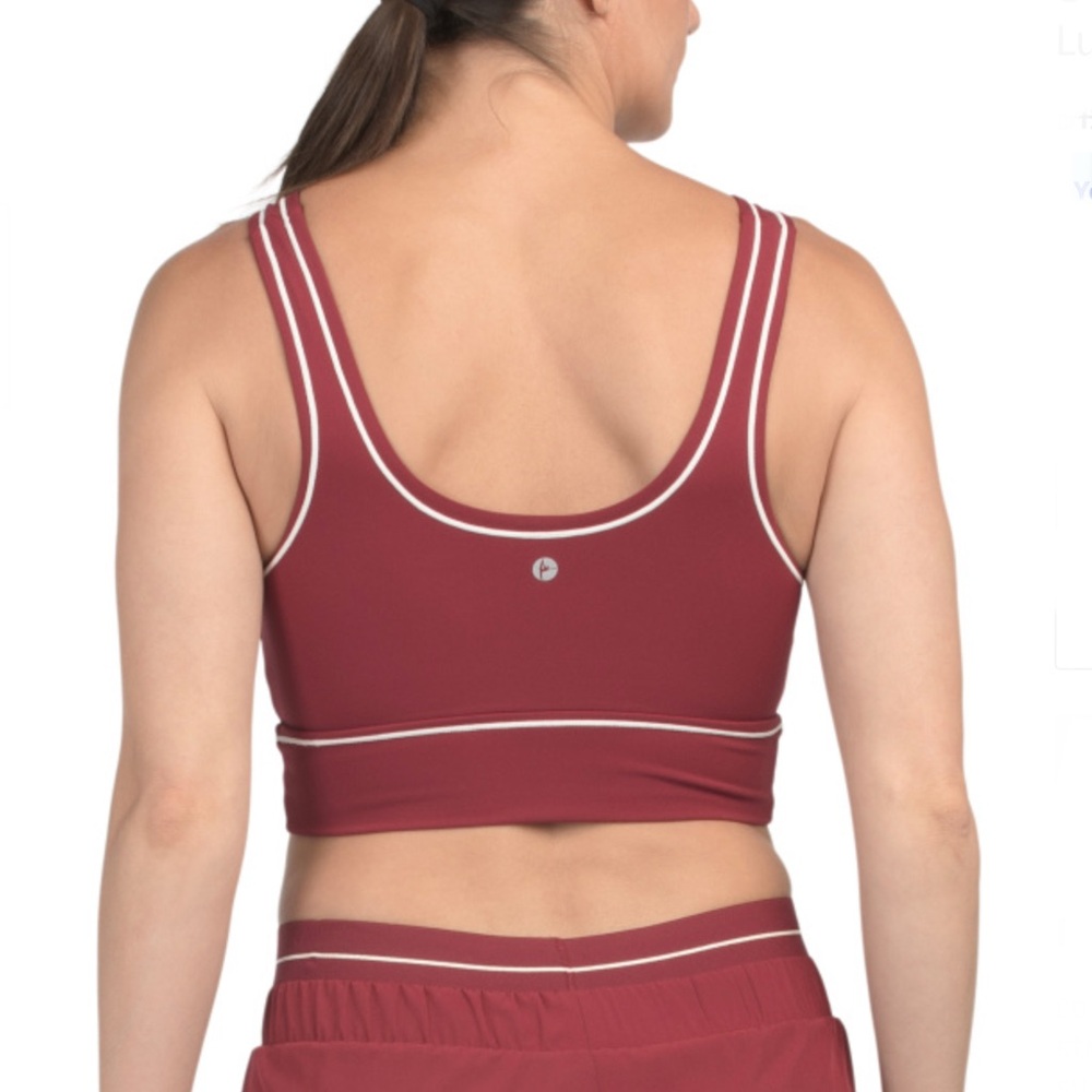 90 DEGREE BY REFLEX Tibetan Red Lux Motion Muse Crop Bra Top Women's Size Large - Picture 2 of 5